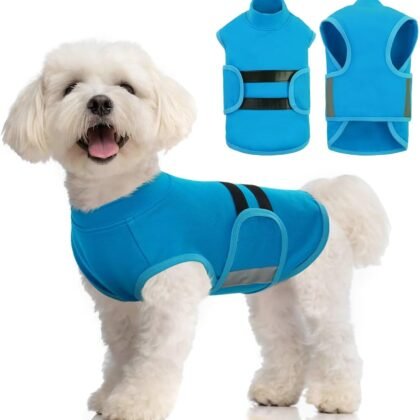 MIGOHI Dog Anxiety Relief Coat,Comfort Anxiety Vest for Dogs,Adjustable Dog Anxiety Calming Wrap for Fireworks,Thunderstorm,Travel,Separation,Anxiety Jacket for Small Dogs,XS,Blue