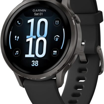 Garmin Venu® 4, 41mm, Advanced Health and Fitness GPS Smartwatch, Bright and Colorful Display, Built-in Flashlight, 10 Days of Battery Life, Slate with Black Silicone Band