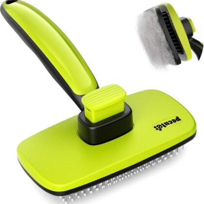 Pecute Self-Cleaning Slicker Brush for Dogs, Cats, Lightweight Dog Brush for Shedding Massaging Grooming, Cat Brush Gently Removes Loose Fur Undercoat for Dogs Cats Rabbits of All Hair Types