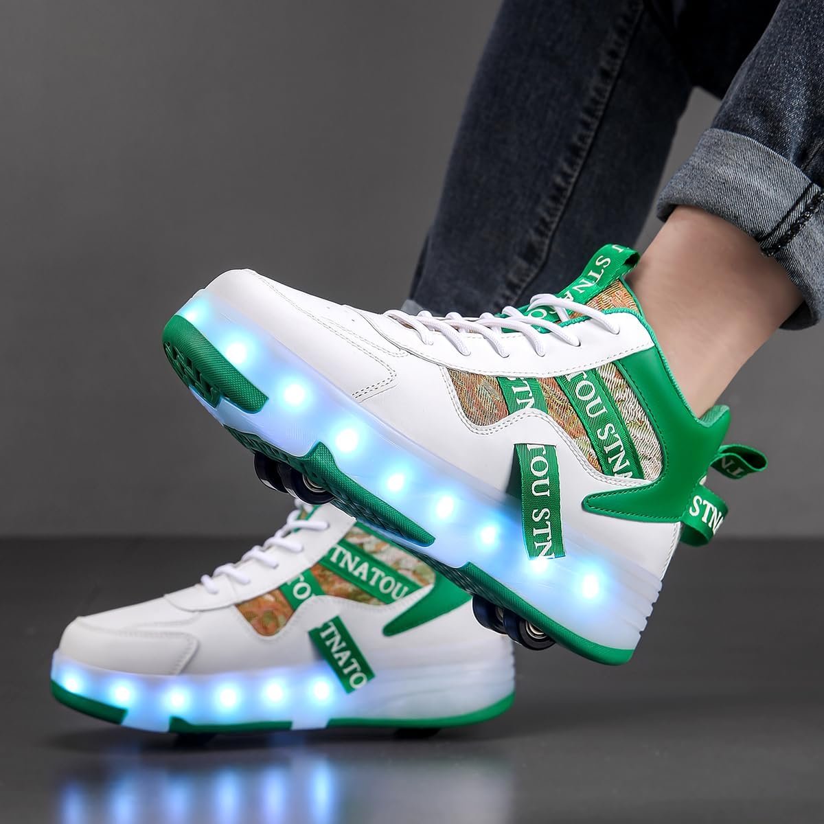 HHSTS Roller Skate Shoes for Kids Upgraded 16 LED Model 4-Detachable Wheeled Light up Boys Girls High Top Fashion Sneakers for Child Christmas Birthday New Year Gifts - Image 9