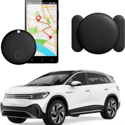 GPS Car Tracker 2025,Mini GPS Tracker for Vehicles,Hidden Real-timeTracking with Magnetic Case for Motorcycle/Truck,Work with Find My(iOS Only),No Subscription/No Monthly Fee/No SIM Card-Black