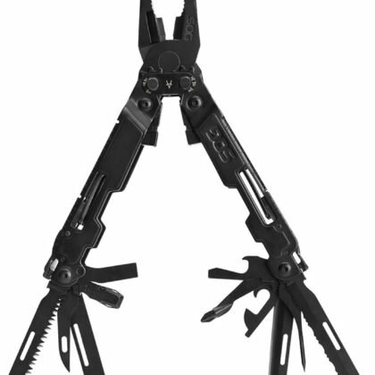 SOG PowerAccess Deluxe All-Around Heavy Duty Stainless Steel Multi-Tool w/Nylon Sheath, Two Knife Blades, Can & Bottle Opener, Black