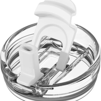 Zukro Replacement Lid for 50 oz & 40 oz Reduce Tumbler, Fit for 42 oz, 35 oz, 30 oz Yeti Rambler Tumbler, Leakproof 2-in-1 Flip Straw Lid, Press-in, Fit for Hydrapeak 40 oz tumbler, Snow White