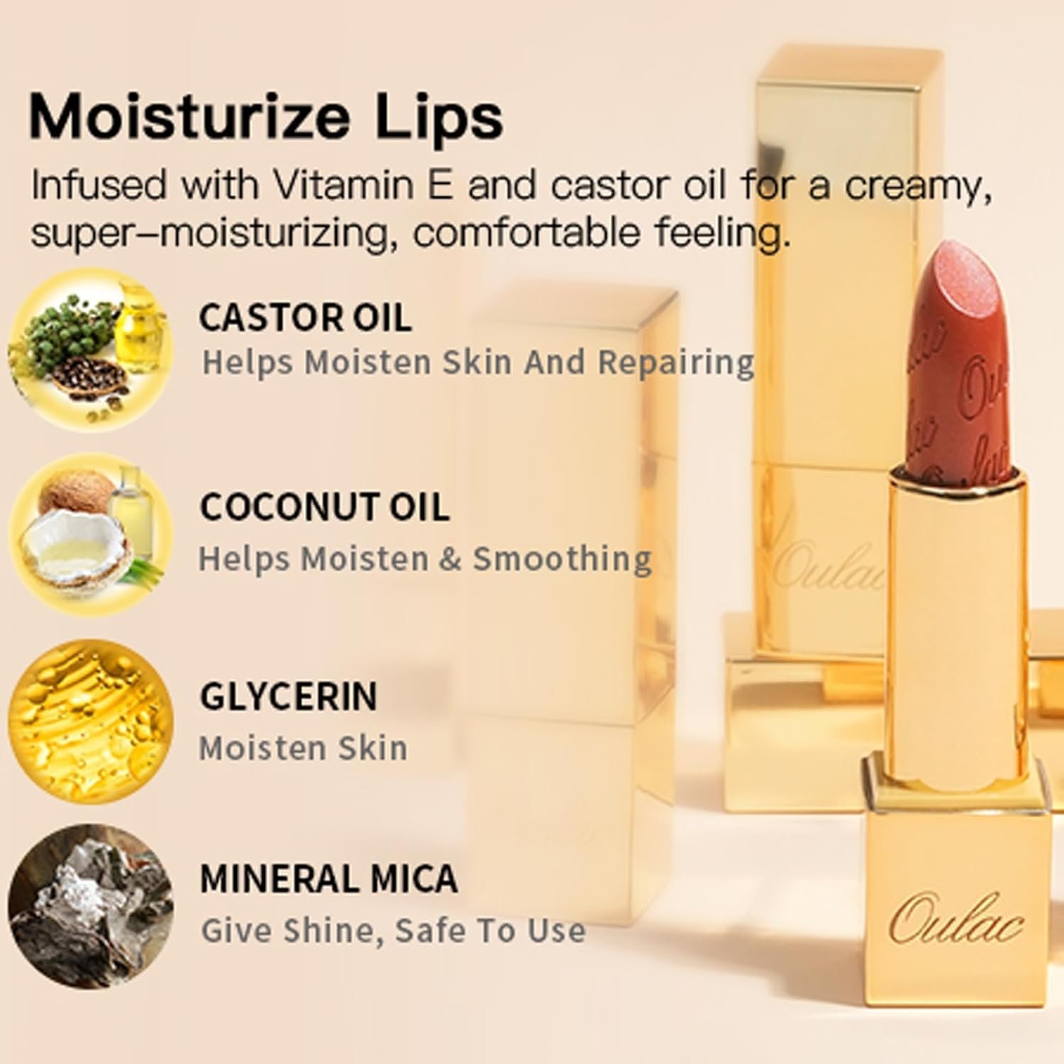 Oulac Matte Cinnamon Lipstick with Glow Metallic Finish - Vegan Lipstick for Women, Creamy Texture, Hydrating Clean Beauty Formula, High-End Magnetic Hook Design, GM03 Deep down - Image 7