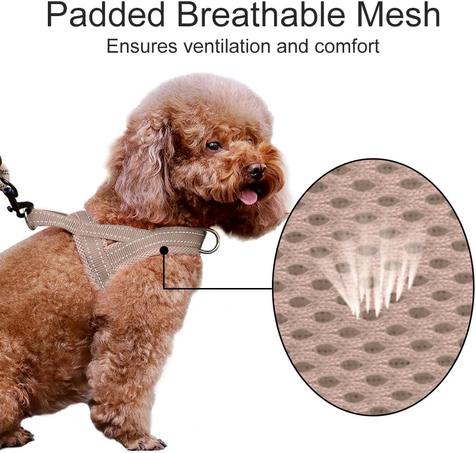 Plutus Pet No Pull Dog Harness with Breathable Mesh Padded, Adjustable Reflective Escape Proof Dog Harness, Quick Fit Dog Vest Harness for Small Medium Large Dogs(M, Beige) - Image 3