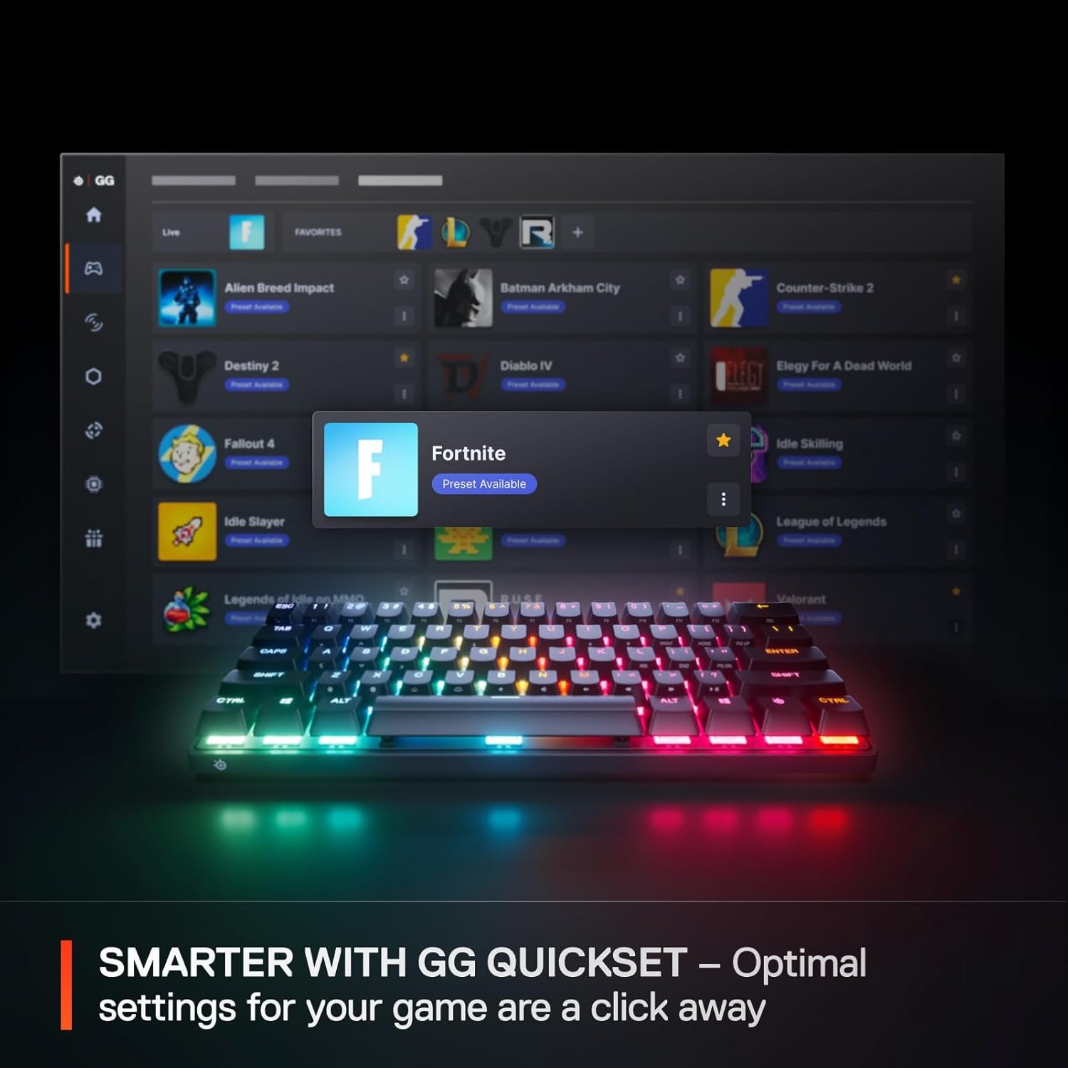 SteelSeries Apex Pro Mini Gen 3 OmniPoint 3.0 HyperMagnetic Switches — Adjustable Actuation — Rapid Trigger — Game-Ready Presets — Protection Mode — Rapid Tap/SOCD — RGB — PBT Keycaps — USB-C - Image 4