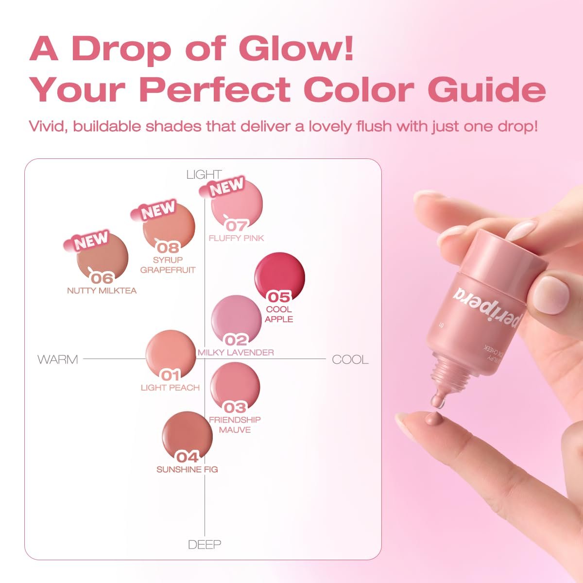 PERIPERA SYRUPY TOK CHEEK 5 Colors, Liquid Blush, Dewy Finish and Hydrates All day, Soft Velvet Texture Face Cheek Tint (01 LIGHT PEACH, One Size) - Image 4