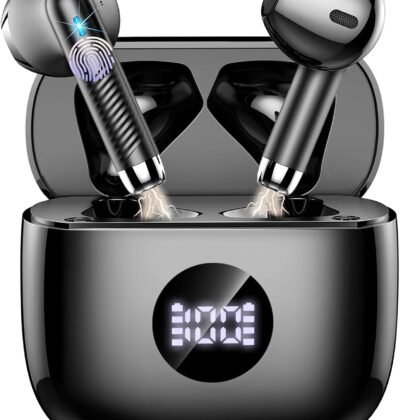 Wireless Earbuds, Bluetooth 5.4 Headphones Stereo Bass, in Ear Earphones 4 ENC Noise Cancelling Mic, 40H Playtime Ear Buds with Mini USB C Charging Case, IP7 Waterproof Sports Earbuds for Android iOS