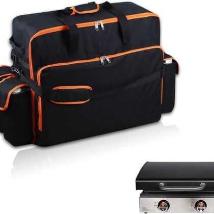 WOMACO 22 Inch Griddle Carry Bag for Blackstone With Hood Lid, Heavy Duty Portable Tabletop Carrying Bag for Travel, Weather Resistant BBQ Grill Case With Shoulder Strap