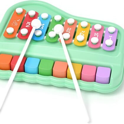2 in 1 Baby Piano Xylophone for Toddlers 1-3 Years Old, 8 Multicolored Key Keyboard Baby Xylophone Piano, Preschool Educational Musical Learning Instruments Toy for Baby Kids Girls Boys