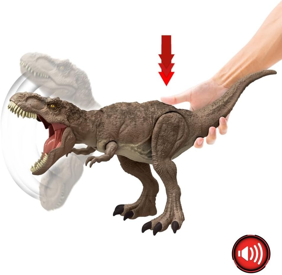 Mattel Jurassic World Chaos Theory All-Out Attack Tyrannosaurus Rex Dinosaur Action Figure Toy, T. rex with Rampage Attack, Chomp & Roar & Evolved Spikes, Digital Play - Image 3