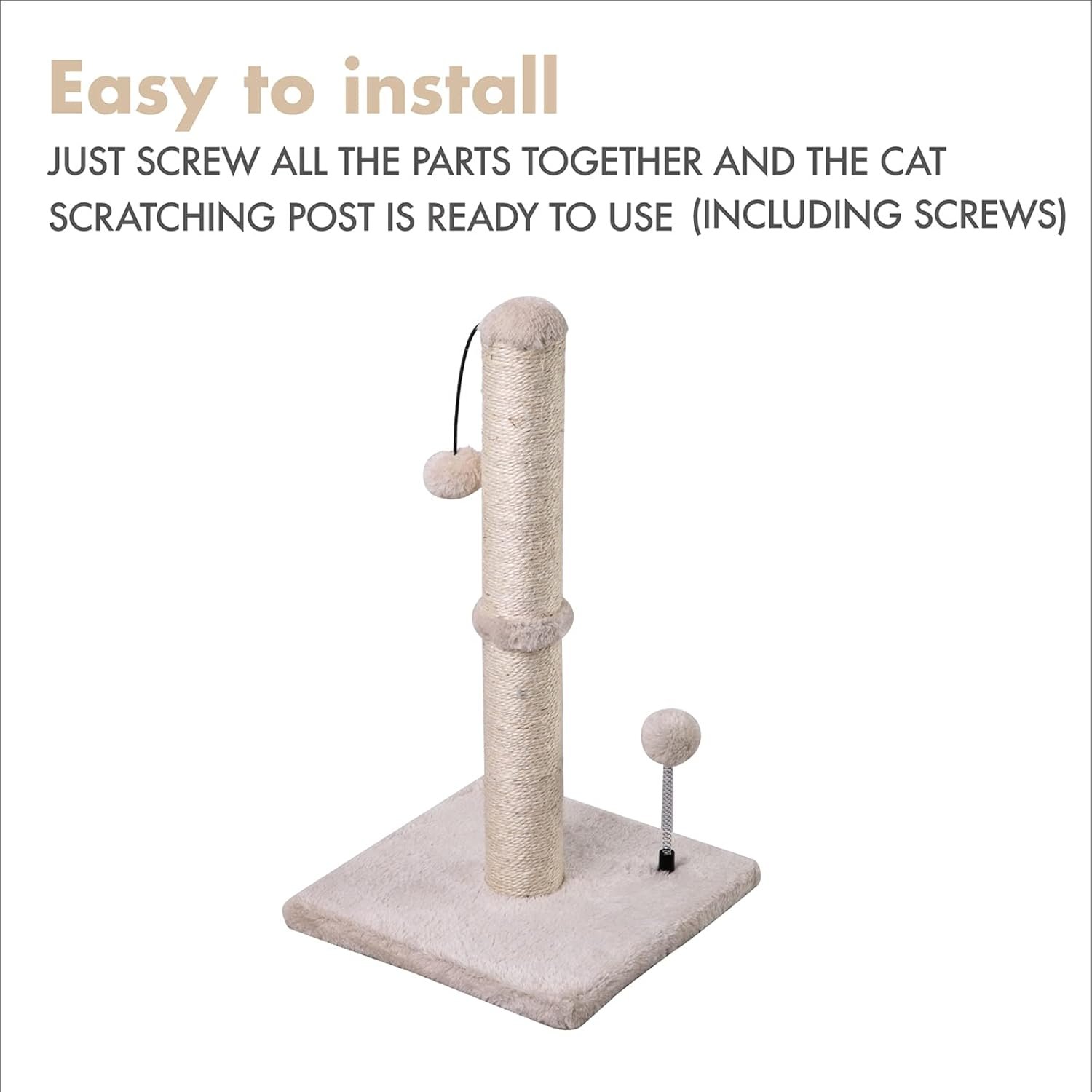 MECOOL Cat Scratching Post Premium Basics Kitten Scratcher Sisal Scratch Posts with Hanging Ball 22in for Kittens or Smaller Cats (22 inches for Kitten, Beige) - Image 7