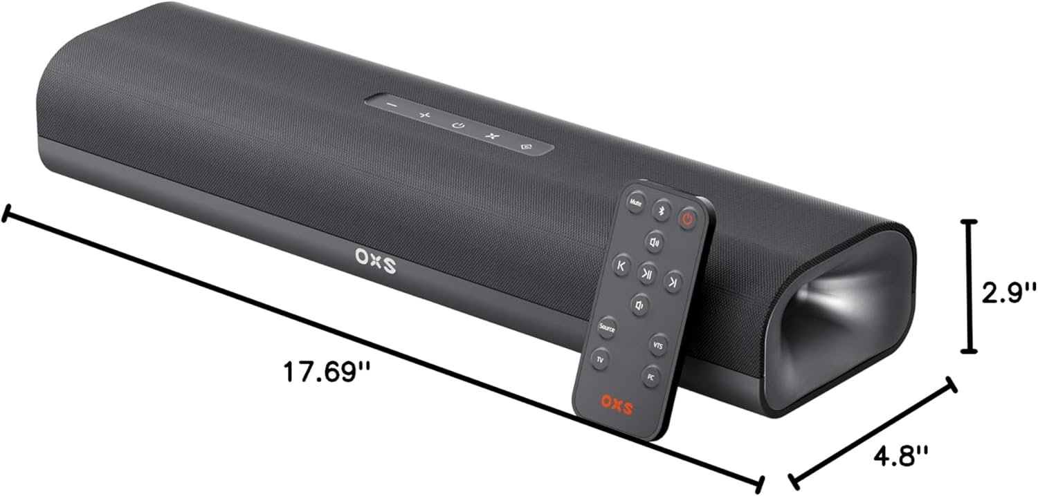 OXS Thunder Lite PC Gaming Soundbar, Sound Bars for TV with Virtual Surround Sound, 2 Full-Range Drivers, Bass Tube, Compact Design, HDMI/AUX/Optical Compatible, Bluetooth 5.0 Wireless Connection - Image 7