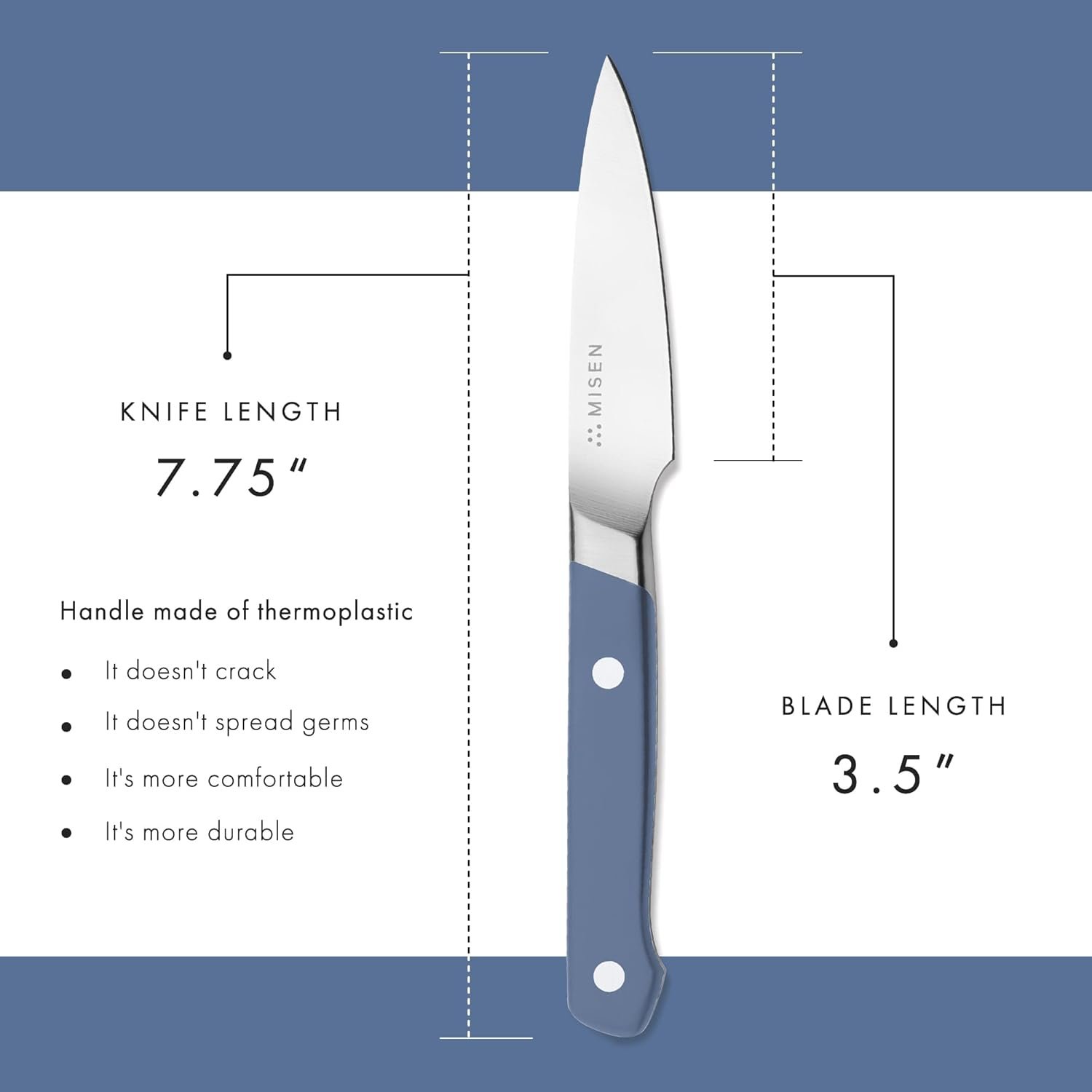 Misen Paring Knife – Precision Kitchen Knife with High-Carbon Stainless Steel Blade – Ergonomic Handle for Peeling, Trimming, and Slicing – Lightweight, Versatile Tool for All Culinary Tasks - Blue - Image 5
