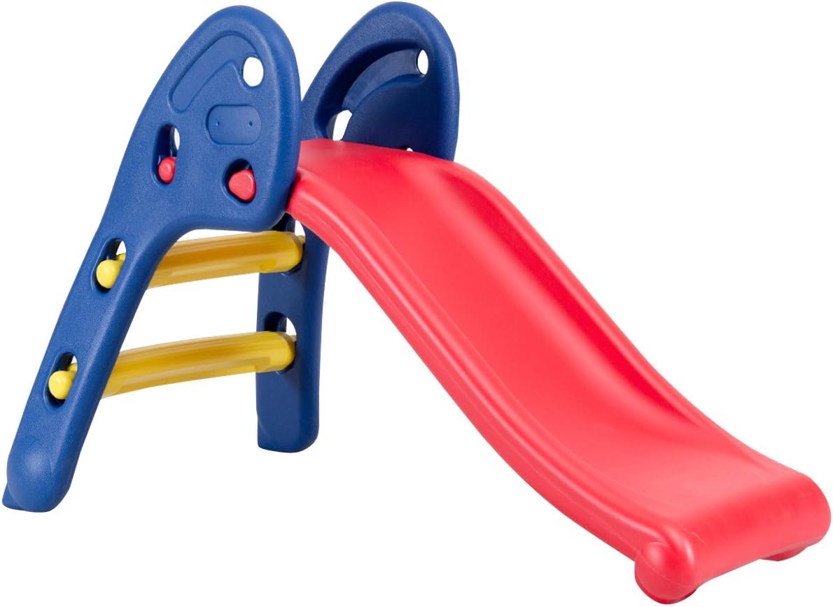 Baby Joy Folding Slide, Indoor First Slide Plastic Play Slide Climber Kids (Ellipse Rail)