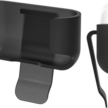 Geekria Earbuds Belt Clip Holder Compatible with Apple AirPods Pro 2, Portable Earphones Waist Holster Pouch (Black, 1 Pack, Single Case)