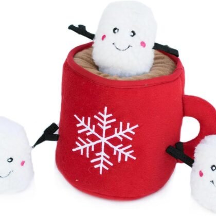 ZippyPaws Burrow - Interactive Dog & Puppy Toys for Boredom, Stimulating Pet Products to Keep Them Busy, Hide & Seek Plush Puzzle, Enrichment Squeaky Toy for Small & Medium Dogs - Hot Cocoa