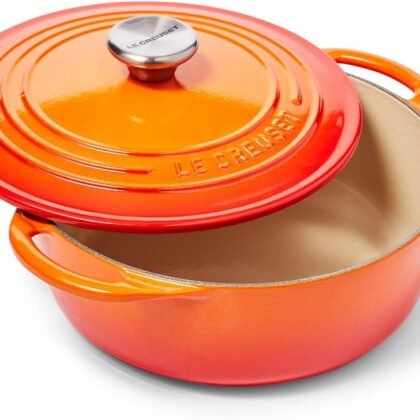 Le Creuset Cast Iron Shallow Round Dutch Oven, 2.75qt, Flame