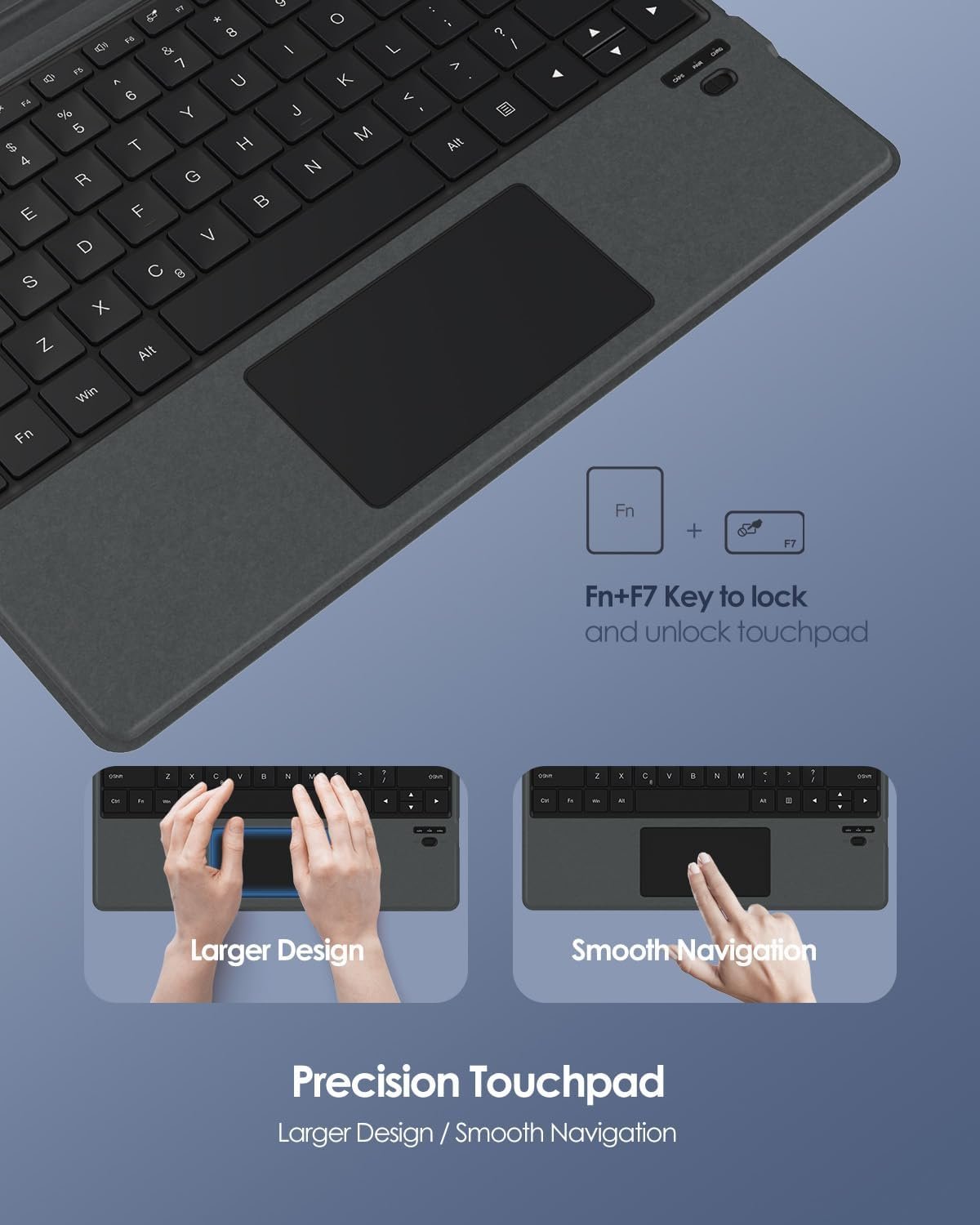 Surface Pro 9 Keyboard, Detachable Wireless Bluetooth Keyboard for Microsoft Surface Pro 8/9/X, with Built-in Rechargeable Battery/Multi-Gesture Touchpad - Image 5