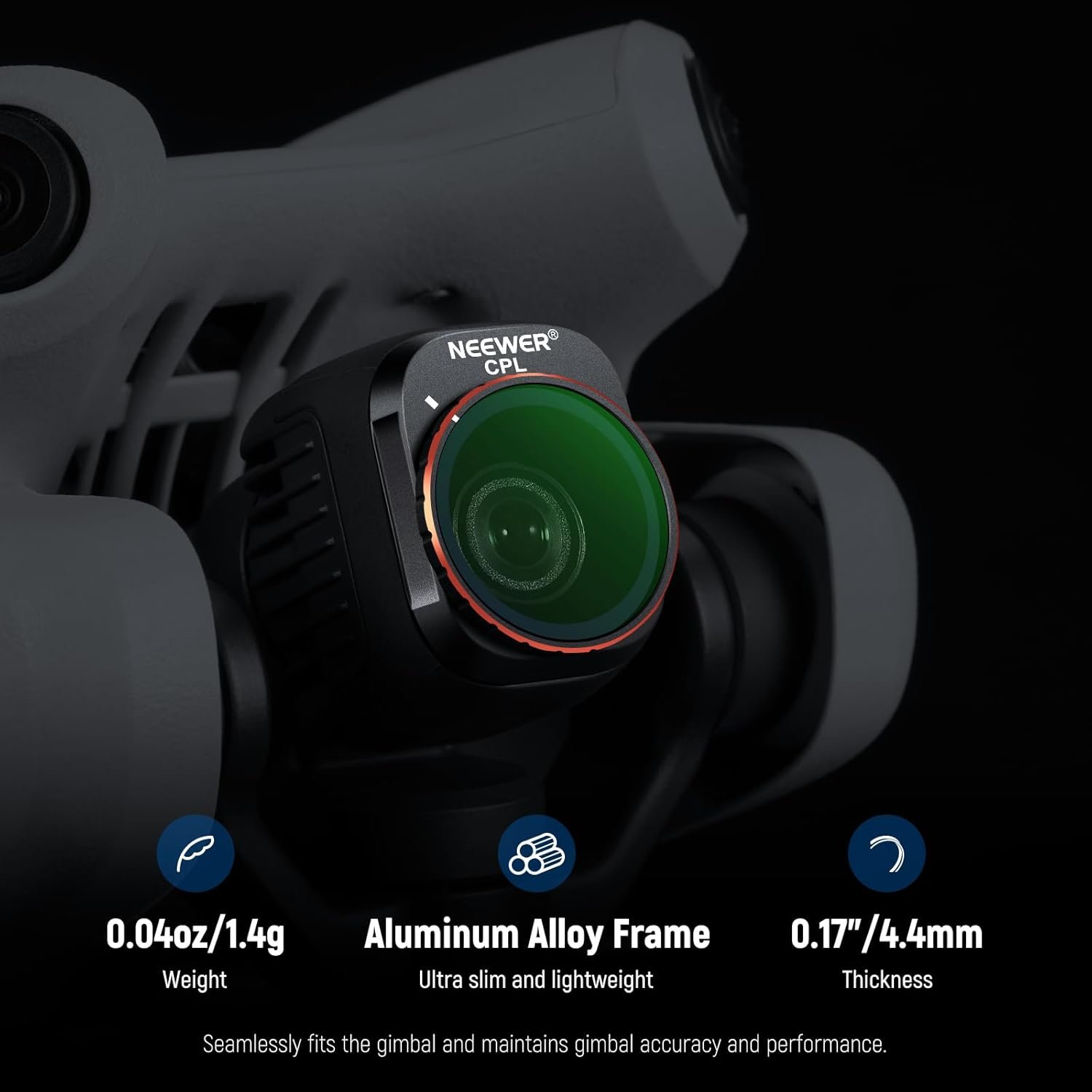 NEEWER CPL Filter Compatible with DJI Mini 4 Pro Drone, Rotatable Circular Polarizing Filter Polarizer Lens Filter with Multicoated HD Optical Glass, Lightweight Frame, Secure Attachment, FL-B13 - Image 6