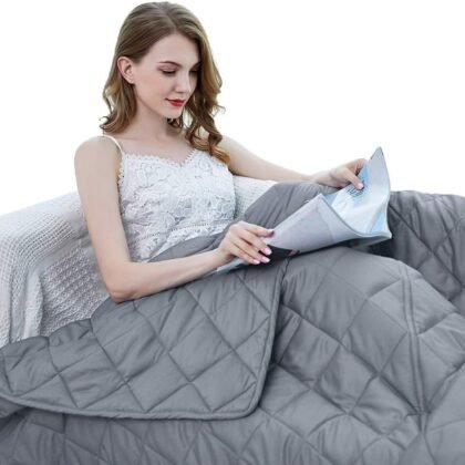 ZZZhen Weighted Blanket - High Breathability - 48''72'' 15LB - Premium Heavy Blankets - Calm Sleeping for Adult and Kids, Durable Quilts Grey, 48''72'' - 15LB