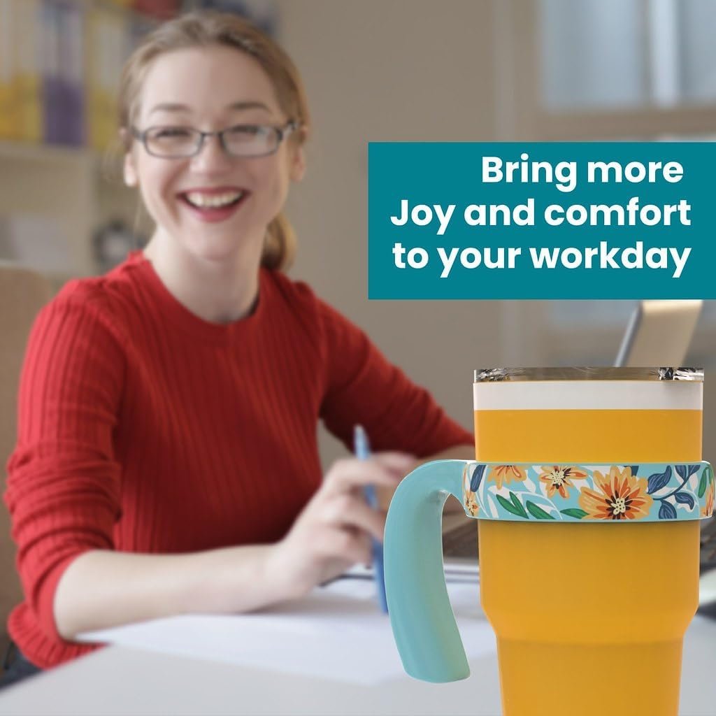 Handle For YETI 30 Oz Tumbler, For YETI 30 Oz Tumbler Handle With Anti-Slip And Floral Design, Turquoise, 1 Pack - Image 7