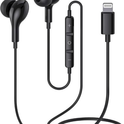 Guguearth Wired Headphones Earbuds for iPhone with Lightning Connector,Apple MFi Certified, Magnetic Wired Ear Buds Earphones with Built-in Mic Compatible 14 13 12 11 Pro Max X XS XR 8 7 Plus(Black)