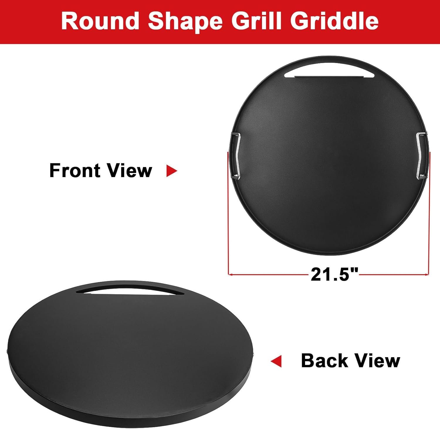 Full Size Griddle Inserts for Weber 22" Charcoal Grills, Flat Top Griddle for Weber 22" Original Kettle, Master-Touch and Performer Deluxe Charcoal Grill, Replacement Part for 8835 7435 7436 - Image 2