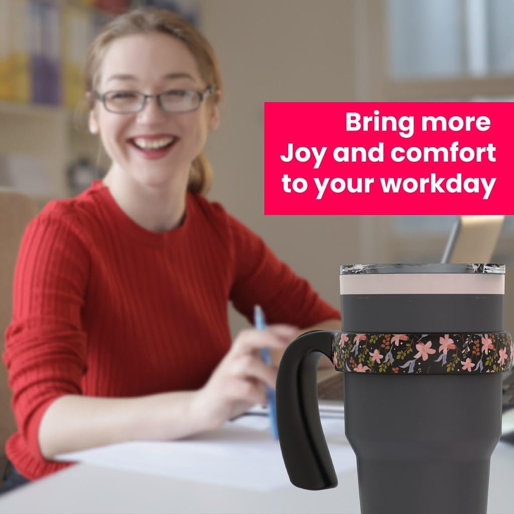 for YETI Handle 30 oz Tumbler, Compatible for YETI 30 oz Tumbler Handle, Cute Floral Design, Black, 1 Pack - Image 7