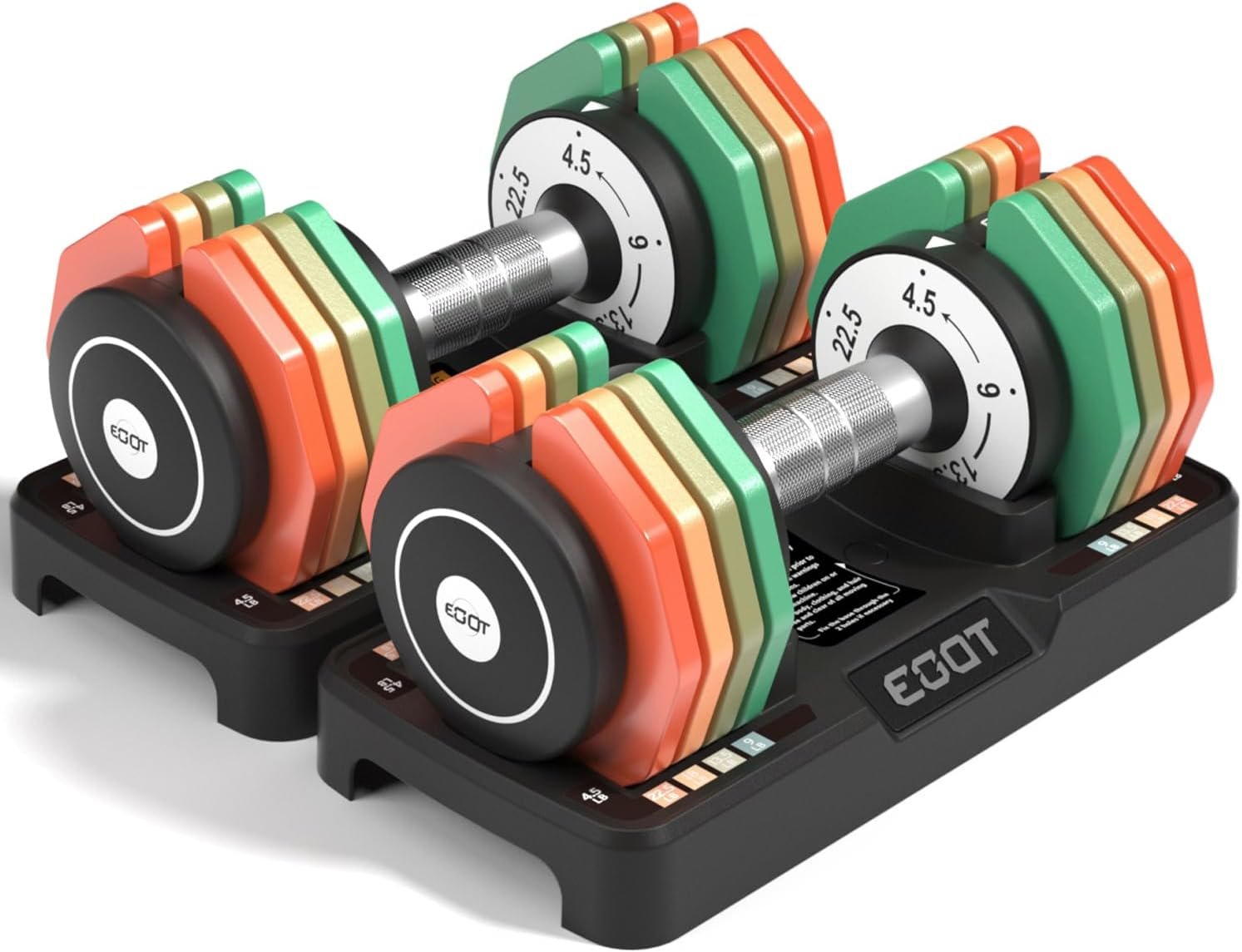 Adjustable Dumbbells Set/Single, 12.5LB/22.5LB/55LB 5 in 1 Free Adjustable Dumbbell Set with Anti-Slip Handle & Rainbow-colored Weight Plates for Home Gym, Weight Set for Women Men