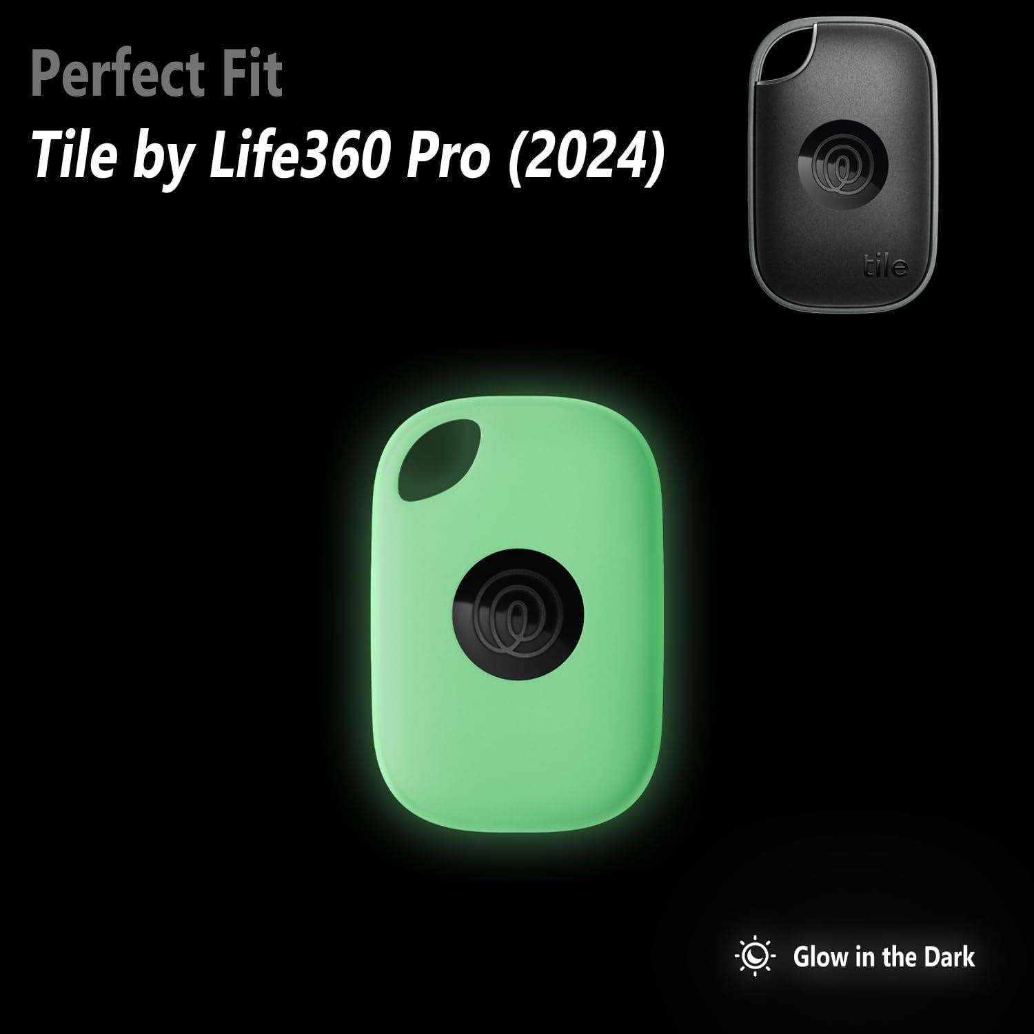 Geiomoo Silicone Case for Tile Pro (2024) Tracker, Soft Flexible Scratch Resistant Protective Cover with Carabiner (Luminous Green) - Image 2