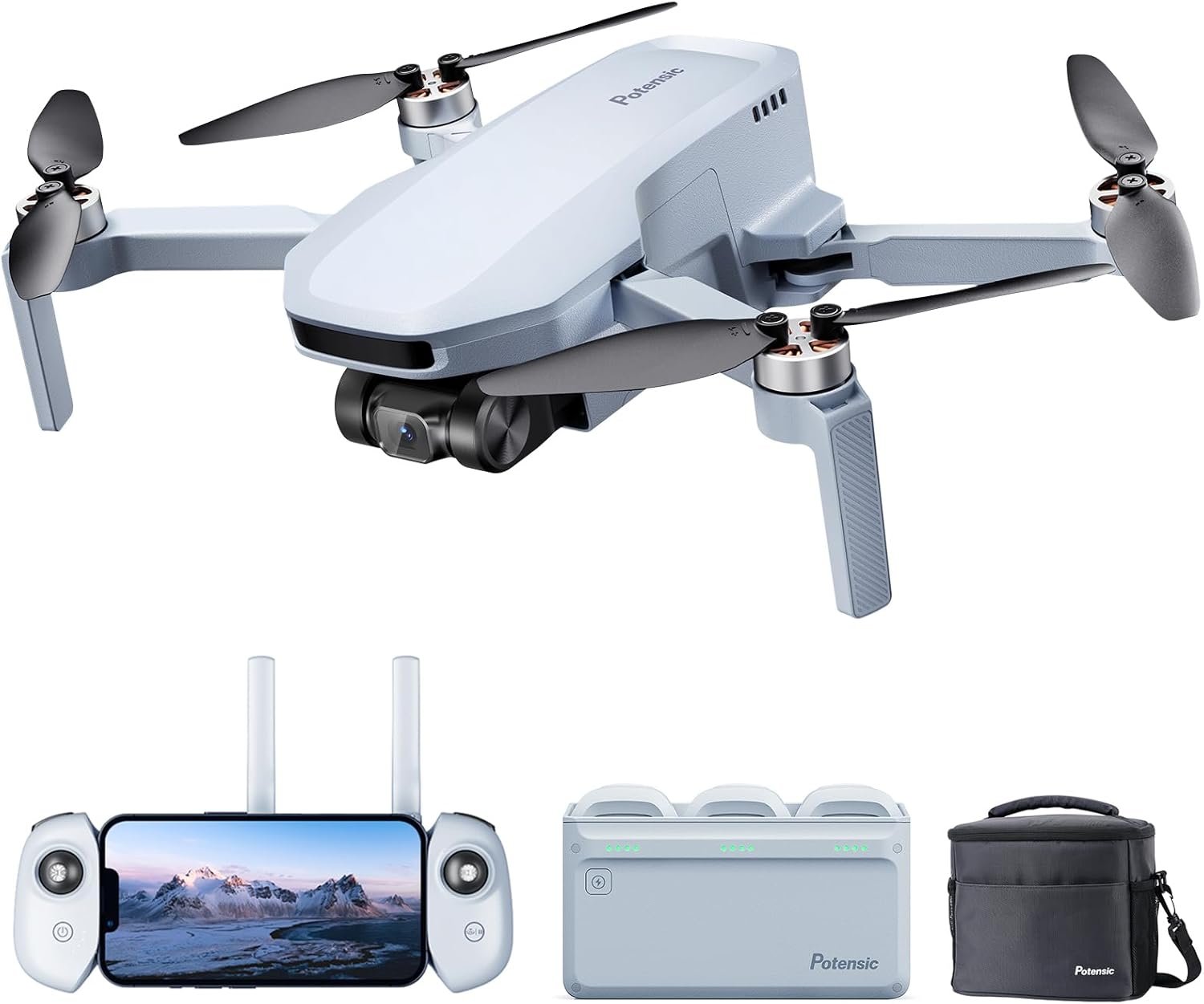 Potensic ATOM SE GPS Drone with 4K EIS Camera, Under 249g, 93 Mins Flight, 4KM FPV Transmission, Brushless Motor, Max Speed 16m/s, 60W Fast Parallel Charging Hub, Fly More Combo