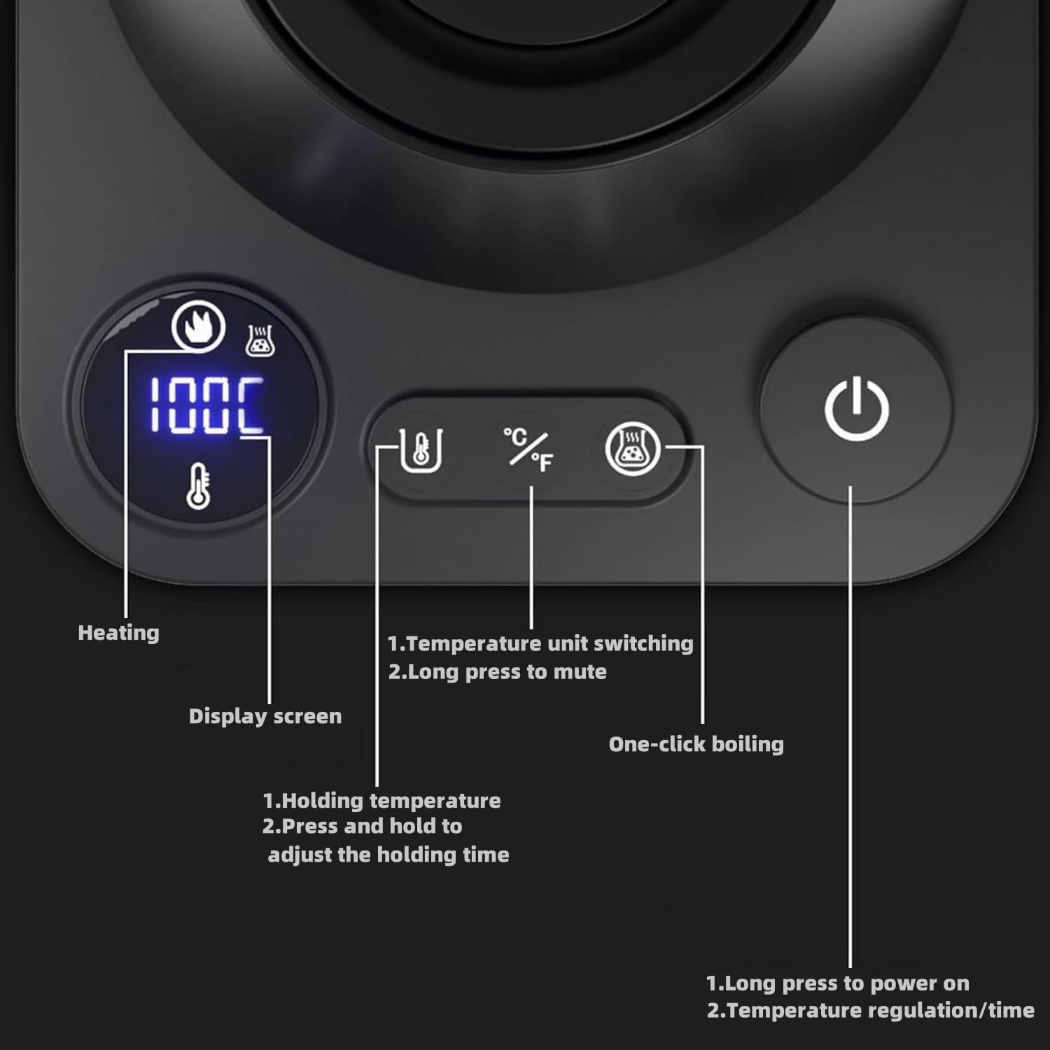 Electric Kettles, Gooseneck Electric Kettle, ±1℉ Temperature Control, Stainless Steel Inner, Quick Heating, for Pour Over Coffee, Brew Tea, Boil Hot Water, 0.9L (Black) - Image 5