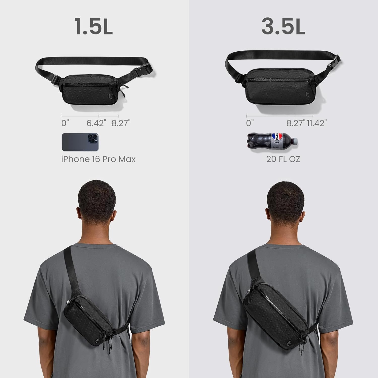 tomtoc 1.5L X-Pac Sling Bag with RFID Blocking, Crossbody Bag Minimalist Chest Shoulder Pack for Men/Women, Water-resistant Lightweight Casual Funny Pack for Travel, Daily Commute - Image 2