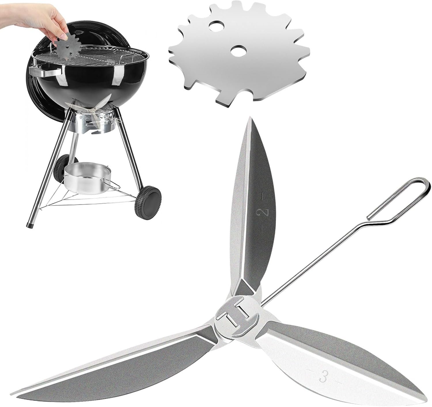 22-1/2-Inch One-Touch Cleaning System Kit, 7444 Replacement Parts-Grill Damper for Weber Grill, Also for Master-Touch Series, Performer Series, and Original Kettle Series 22" Charcoal Grills, Silver