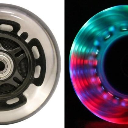 L.E.D. Scooter Wheels with ABEC 9 Bearings for Razor Scooters 100mm Light Up 2-Pack