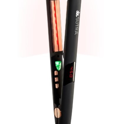 Sutra Professional IR2 Flat Iron - Ionic Infrared Hair Straightener with Adjustable Temperature, Auto Shut-Off & Swivel Cord - Straight Iron for Straightening Hair - Rose Gold Titanium Plate