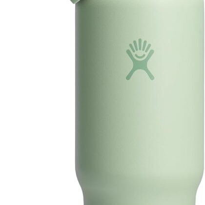 Hydro Flask Travel Water Bottle - Insulated Stainless Steel - Wide Straw Lid, Non Spill, Leakproof in 40 Oz Aloe Green