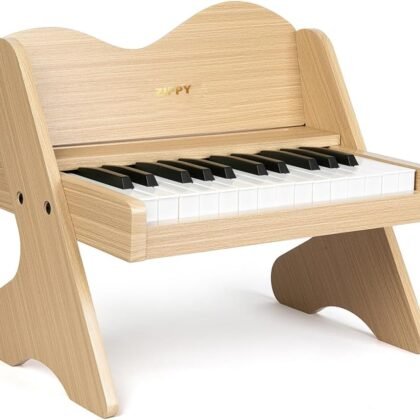 ZIPPY Kids Piano Keyboard, 25 Keys Digital Piano for Kids, Volume Adjustable, Mini Music Educational Instrument Toy, Wood Toy for Toddlers Girls Boys (Oak)