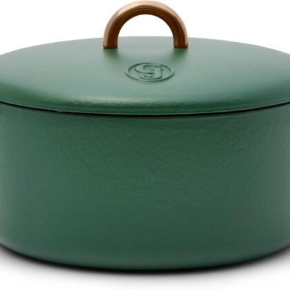 Great Jones Dutch Baby Dutch Oven with Lid (Broccoli, 3.5-Quart) | Enameled Cast Iron, Round Shape | Safe for Stovetops & Ovens up to 500°F | Space-Saving & Dishwasher-Friendly | Small-Batch Cooking