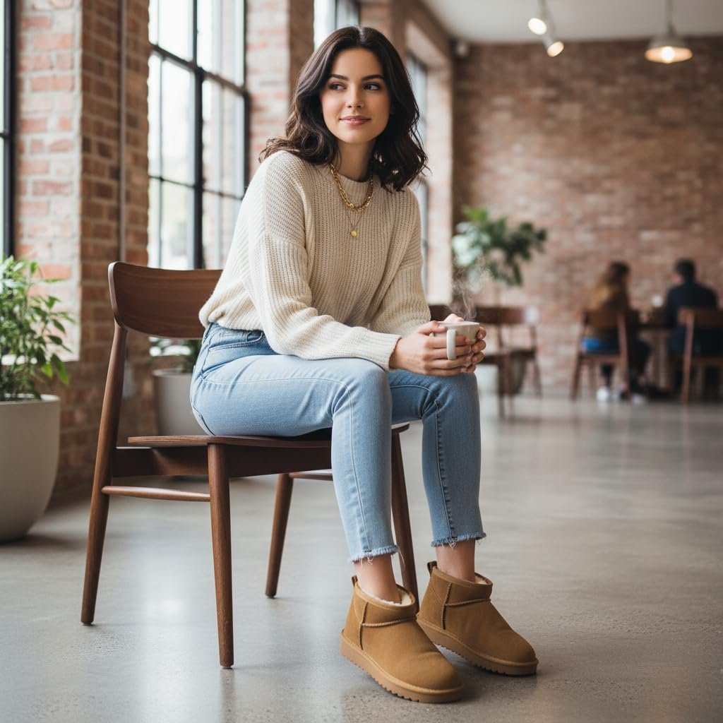 CUSHIONAIRE Hip-3 Genuine Suede Leather Ankle Boots for Women – Pull On Cozy Faux Fur Boots Womens Shoes with Comfortable Memory Foam - Image 2