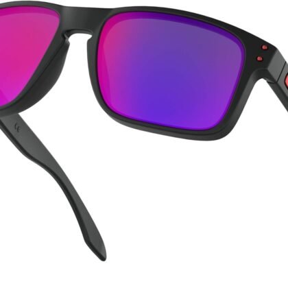 Oakley Holbrook Sunglasses (Matte Black Frame, Positive Red Iridium Lens) with Lens Cleaning Kit and Country Flag Microbag