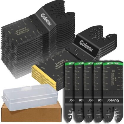 50PCS Universal Oscillating Tool Oscillating Saw Blades, Include 5PCS Titanium Oscillating Multitool Blades for Metal and Hard Material, Quick Release Multi Tool Blades Fits Most Models The Market