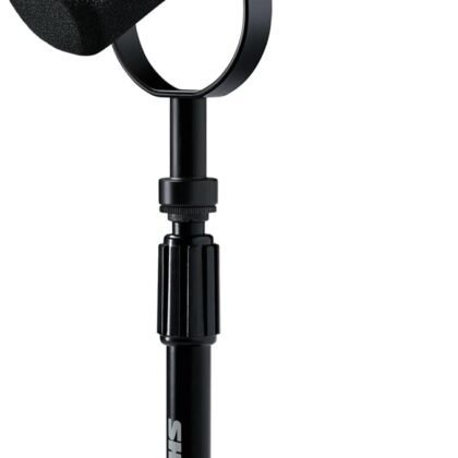 Shure MV7+ Podcast Dynamic Microphone with Stand – OBS Certified, Enhanced Audio, LED Panel, USB-C & XLR Outputs, Auto Level Mode, Digital Pop Filter – for Podcasting, Streaming, and Recording, Black