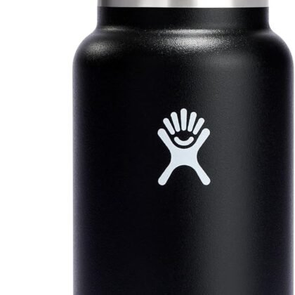 Hydro Flask Water Bottle - Insulated Stainless Steel - Wide Mouth Chug Lid, Non Spill, Leakproof in 32 Oz Black