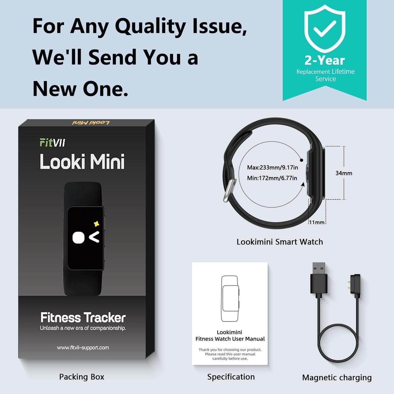 FITVII Mini Fitness Trackers, 1.01" AMOLED Slim Smart Watch with 24/7 Heart Rate, Blood Pressure/Oxygen Monitor, Sleep & Stress Tracking Fitness Watch, IP68 Waterproof Sport Watch for Women Men Teens - Image 8