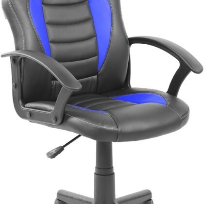 Techni Mobili Kid's Gaming and Student Racer Chair with Wheels, Resemblance of a sport's car interior, Polypropylene, Blue