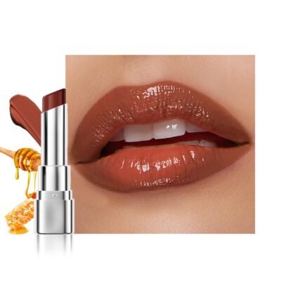 Brown Honey Tinted Lip Stain Lip Balm Lip Gloss Lipstick, Sheer Hydrating Lip Stains Tint, Moisturizing Lip Color for All Skin Tones, Nourishing Lip Balm with a Hint of Natural Black Cherry Tint