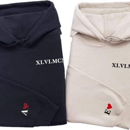 Personalized Roman Numeral Sweatshirt, Custom Matching Hoodies for Couples, Couple's Sweatshirt, Matching Shirts, Anniversary, Engagement, Valentine's Day Gifts for Men and Women