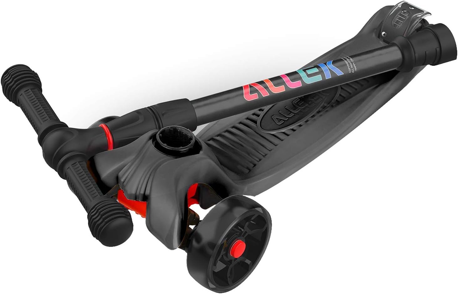 Allek Kick Scooter B02, Lean 'N Glide Scooter with Extra Wide PU Light-Up Wheels and 4 Adjustable Heights for Children from 3-12yrs (Black) - Image 7